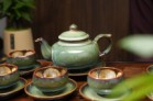 Ấm Chén Hỏa Biến Men Xanh Đá Bát Tràng Chén Lòng Hoa Dáng Chóp 400m