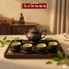 Ấm chén tử sa Bát Tràng dáng liên hoa dung tích 450ml