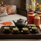 Ấm chén tử sa Bát Tràng dáng liên hoa dung tích 450ml