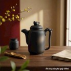 Bộ Ấm Chén Tử Sa Long Đào Màu Đen Tách Sen Dung Tích 480ml