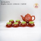 Bộ Ấm Chén Tử Sa Dừa Đỏ Đào Tách Lót Dung Tích 480ml