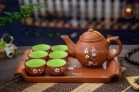 Bộ ấm chén tử sa Bát Tràng dáng dừa khay chữ nhật 480ml