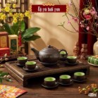 Bộ Ấm Chén Tử Sa Bưởi Trơn Tách Lót Màu Đen Dung Tích 400ml