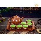 Bộ Ấm Chén Tử Sa Bí Đỏ Đào Khay Chữ Nhật Bát Tràng 400ml