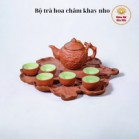 Bộ Ấm Chén Tử Sa Bát Tràng Hoa Châm Khay Nho Màu Đỏ 400ml