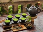 Bộ Ấm Chén Tử Sa Bát Tràng Hoa Châm Màu Đen 400ml