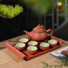 Bộ Ấm Chén Tử Sa Bát Tràng Trúc To Màu Đỏ Khay Chữ Nhật 350ml
