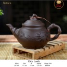 Bộ Ấm Chén Tử Sa Bát Tràng Trúc To Màu Đen Khay Tròn 350ml
