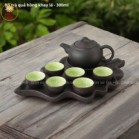 Bộ Ấm Chén Tử Sa Dáng Quả Hồng Trơn Khay Lá 300ml