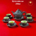 Ấm chén tử sa Bát Tràng màu đen dáng chân cao 290ml