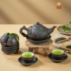 Bộ Ấm Chén Tử Sa Dáng Nhỡ Đắp Nổi Hoa Sen 270ml