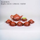 Bộ Ấm Chén Tử Sa Dáng Nhỡ Họa Tiết Chấm Đào 270ml