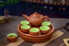 Ấm chén tử sa Bát Tràng dáng nhỡ kèm khay đôi 270ml