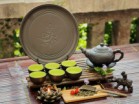 Bộ Ấm Chén Tử Sa Pha Uống Trà Bát Tràng Dáng Ấm Nhỡ Khắc Hoa Sang Trọng 270ml