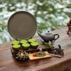 Bộ Ấm Chén Tử Sa Pha Uống Trà Bát Tràng Dáng Ấm Nhỡ Khắc Hoa Sang Trọng 270ml