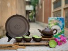 Bộ Ấm Chén Tử Sa Pha Uống Trà Bát Tràng Dáng Ấm Nhỡ Khắc Hoa Sang Trọng 270ml