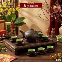 Bộ Ấm Chén Tử Sa Bưởi Trơn Tách Lót Màu Đen Dung Tích 400ml