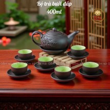 Bộ Ấm Chén Tử Sa Bưởi Đắp Đào Dung Tích 400ml
