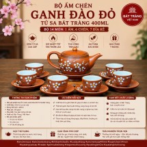 Bộ Ấm Chén Tử Sa Ganh Đào Đỏ Bát Tràng 400ml