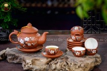 Bộ Ấm Chén Tử Sa Quai Rồng Đỏ Lòng Trắng Tách Lót Dung Tích 320ml