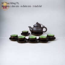 Bộ Ấm Chén Tử Sa Quai Rồng Tách Lót Dung Tích 320ml